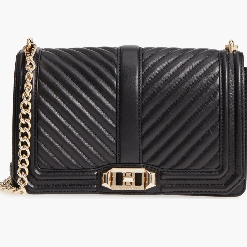 Black Chevron Quilted Flap Bag